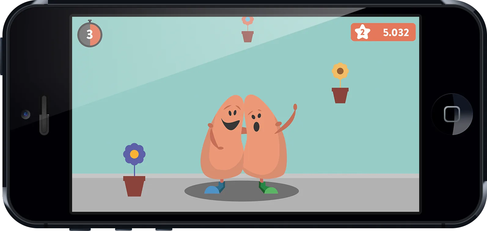 Original game concept: the lung character in a playful challenge