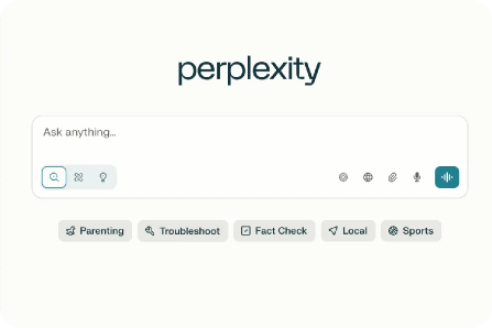 Perplexity interface with a chat input
