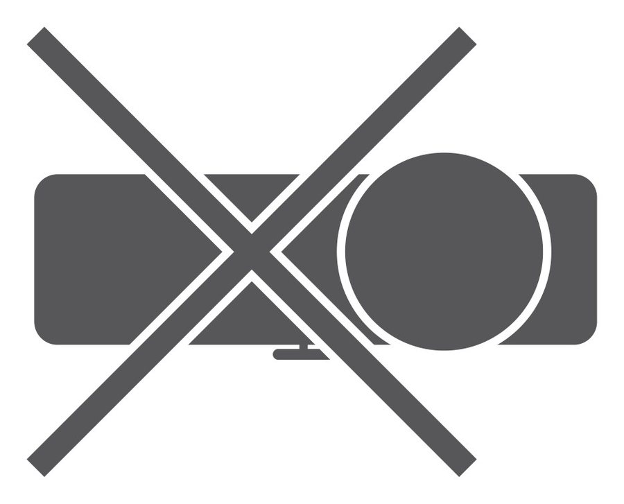 A crossed-out projector icon