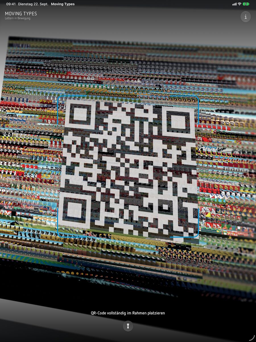 App 3.0 on iPad: the scanner framing a code in the open catalogue