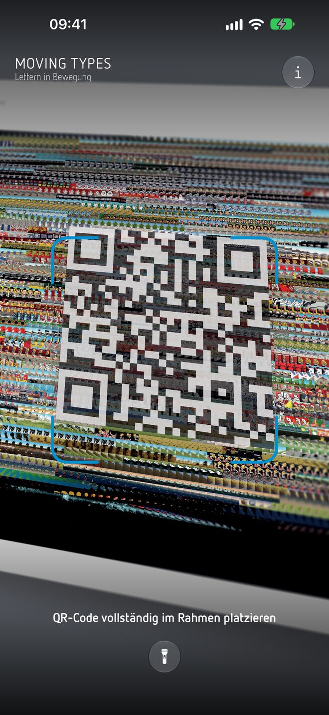 App 3.0 scanner on iPhone, framing a printed catalogue code