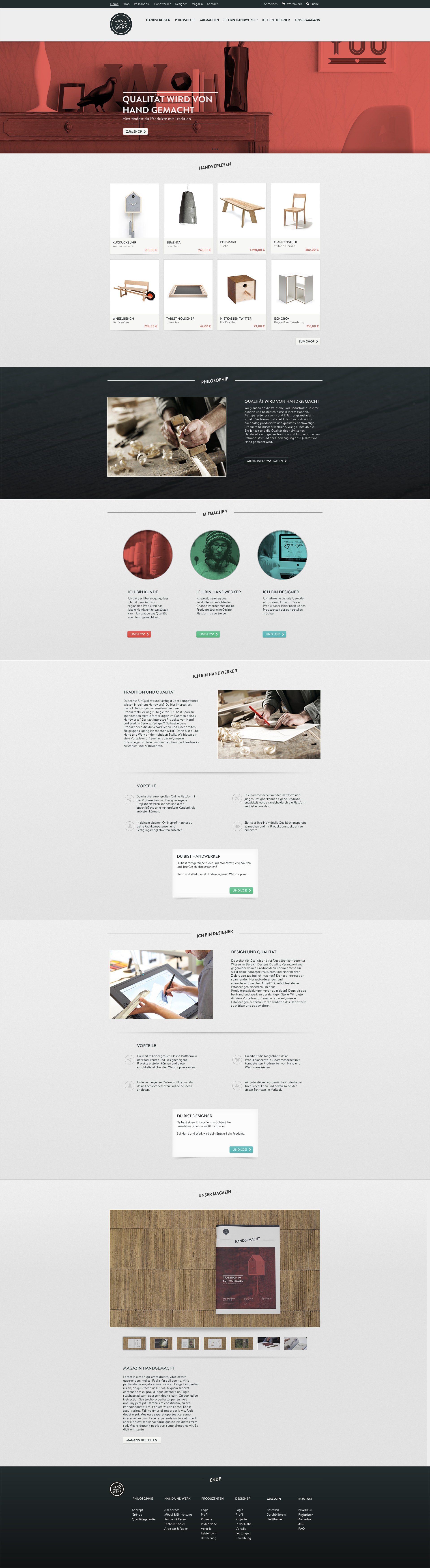 2013 Hand und Werk shop and website concept
