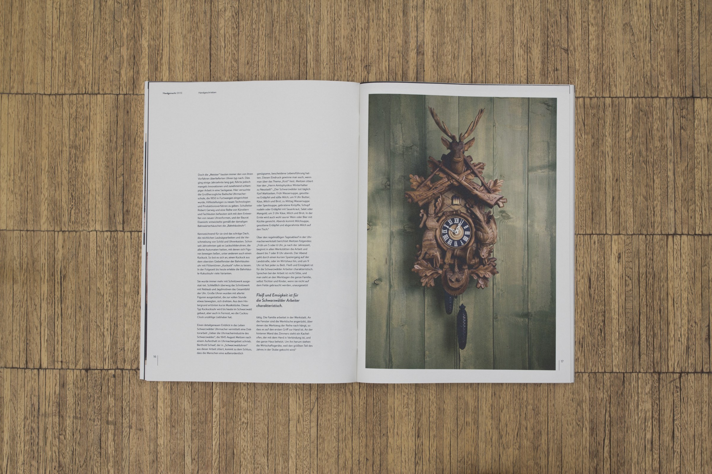 Open spread of the 2013 Handgemacht magazine